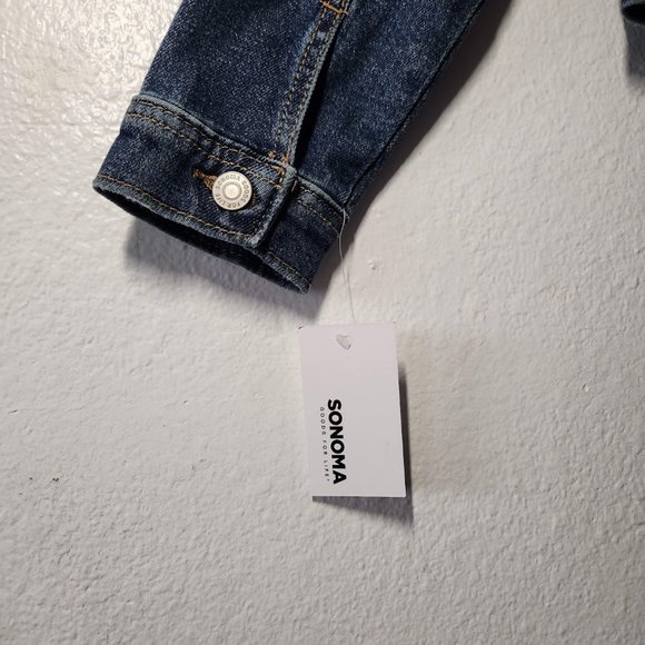 New Women's Sonoma Crop Jean Jacket size Medium Long sleeves Denim New with tags - Picture 8 of 8